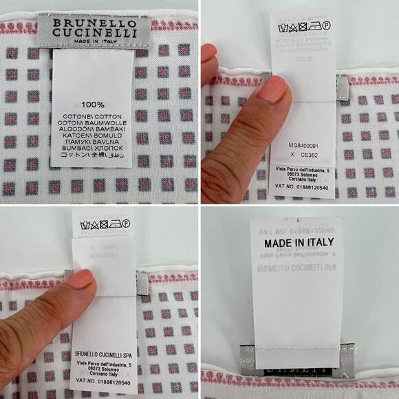 NWT Brunello Cucinelli Men’s Silk Pocket Square - Tiny Box Cubes - Picture 6 of 9